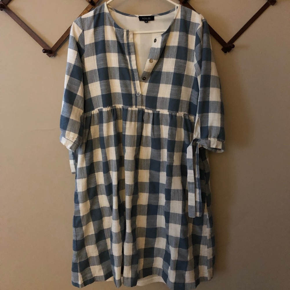 Roolee gingham dress size medium -brand new!